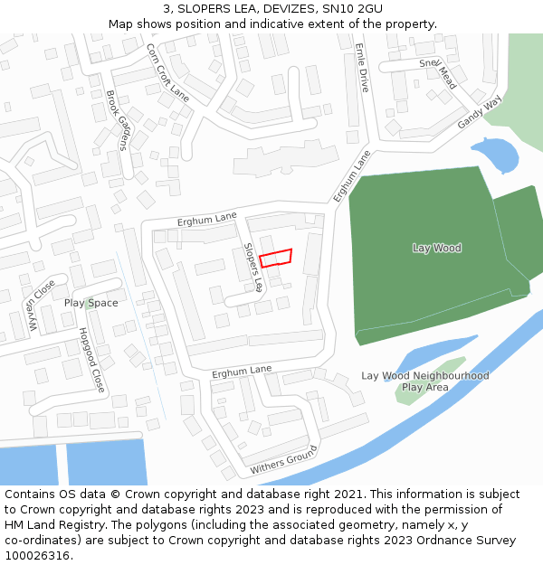 3, SLOPERS LEA, DEVIZES, SN10 2GU: Location map and indicative extent of plot