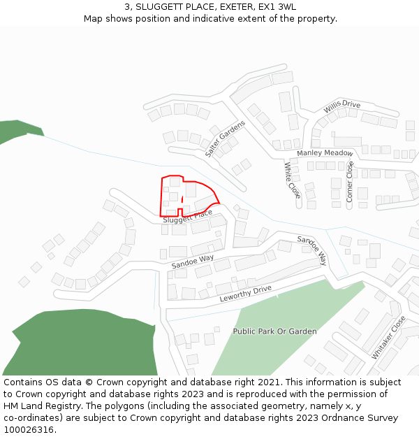 3, SLUGGETT PLACE, EXETER, EX1 3WL: Location map and indicative extent of plot