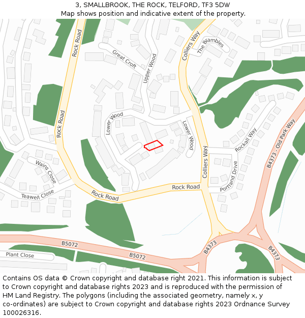 3, SMALLBROOK, THE ROCK, TELFORD, TF3 5DW: Location map and indicative extent of plot