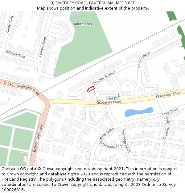 3, SMEDLEY ROAD, FAVERSHAM, ME13 8FT: Location map and indicative extent of plot