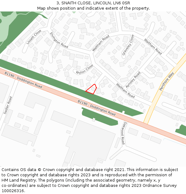 3, SNAITH CLOSE, LINCOLN, LN6 0SR: Location map and indicative extent of plot