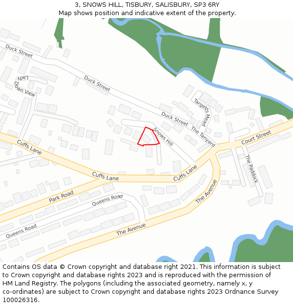 3, SNOWS HILL, TISBURY, SALISBURY, SP3 6RY: Location map and indicative extent of plot