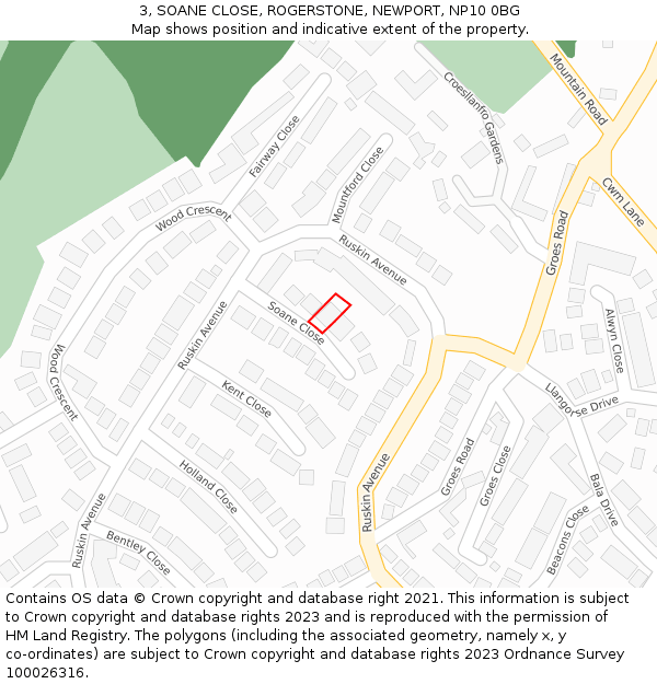 3, SOANE CLOSE, ROGERSTONE, NEWPORT, NP10 0BG: Location map and indicative extent of plot
