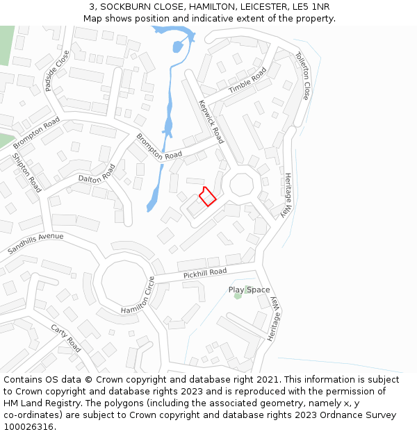 3, SOCKBURN CLOSE, HAMILTON, LEICESTER, LE5 1NR: Location map and indicative extent of plot