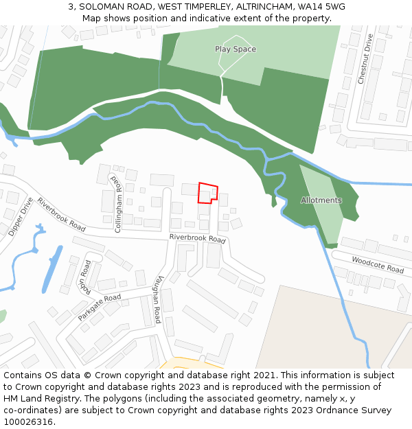 3, SOLOMAN ROAD, WEST TIMPERLEY, ALTRINCHAM, WA14 5WG: Location map and indicative extent of plot