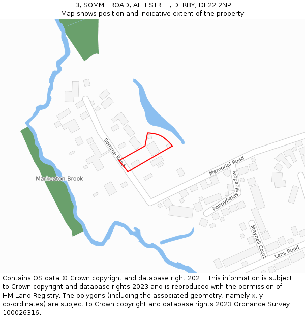 3, SOMME ROAD, ALLESTREE, DERBY, DE22 2NP: Location map and indicative extent of plot