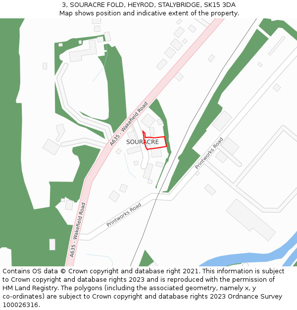 3, SOURACRE FOLD, HEYROD, STALYBRIDGE, SK15 3DA: Location map and indicative extent of plot