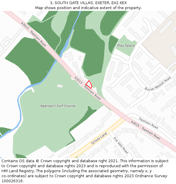 3, SOUTH GATE VILLAS, EXETER, EX2 6EX: Location map and indicative extent of plot