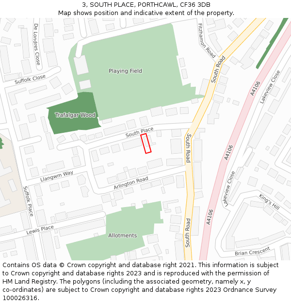3, SOUTH PLACE, PORTHCAWL, CF36 3DB: Location map and indicative extent of plot