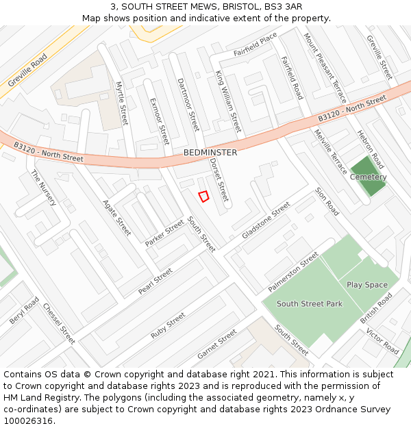 3, SOUTH STREET MEWS, BRISTOL, BS3 3AR: Location map and indicative extent of plot