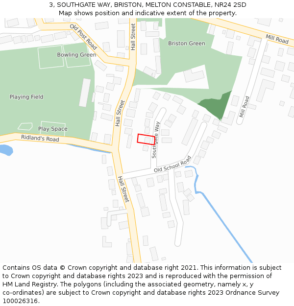 3, SOUTHGATE WAY, BRISTON, MELTON CONSTABLE, NR24 2SD: Location map and indicative extent of plot