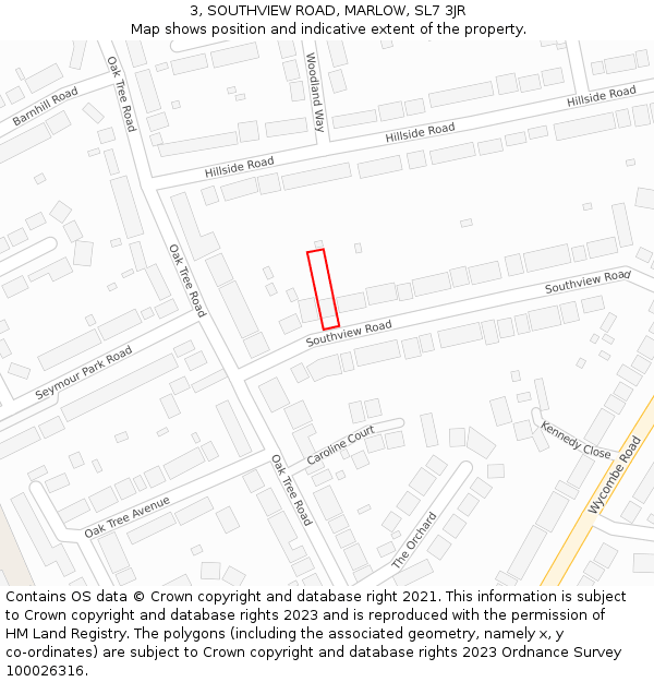3, SOUTHVIEW ROAD, MARLOW, SL7 3JR: Location map and indicative extent of plot