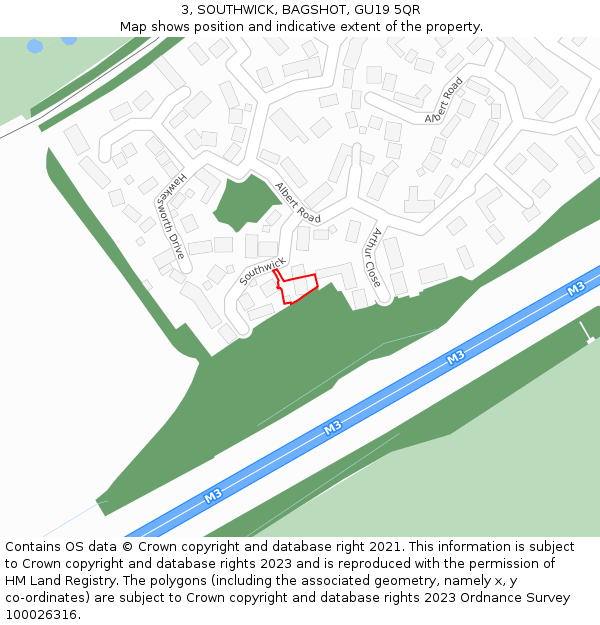 3, SOUTHWICK, BAGSHOT, GU19 5QR: Location map and indicative extent of plot