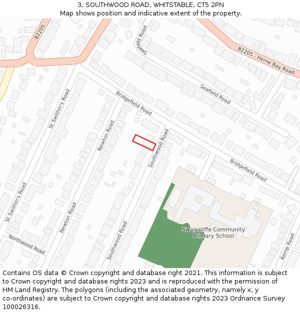 3, SOUTHWOOD ROAD, WHITSTABLE, CT5 2PN: Location map and indicative extent of plot