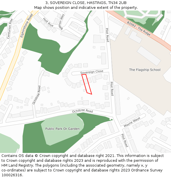 3, SOVEREIGN CLOSE, HASTINGS, TN34 2UB: Location map and indicative extent of plot
