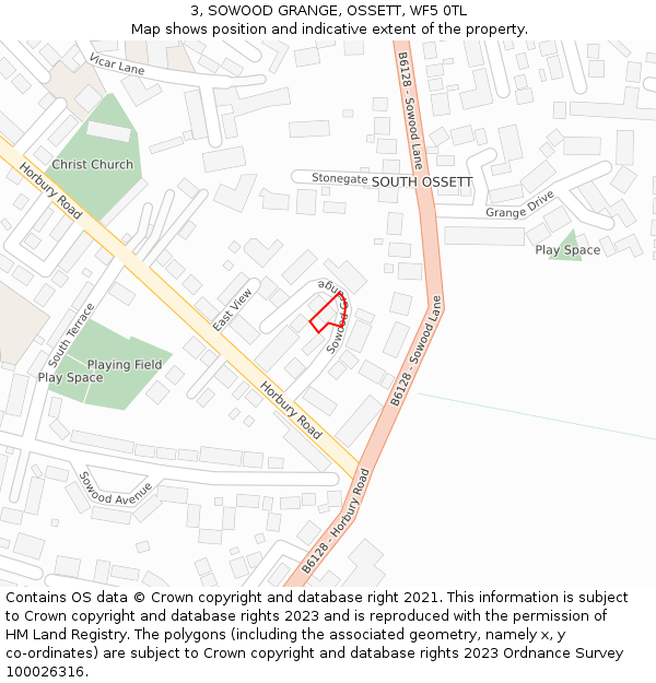 3, SOWOOD GRANGE, OSSETT, WF5 0TL: Location map and indicative extent of plot