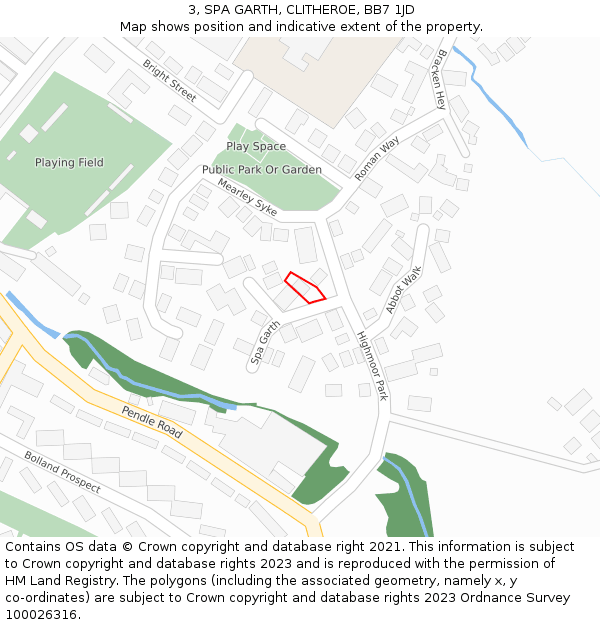 3, SPA GARTH, CLITHEROE, BB7 1JD: Location map and indicative extent of plot
