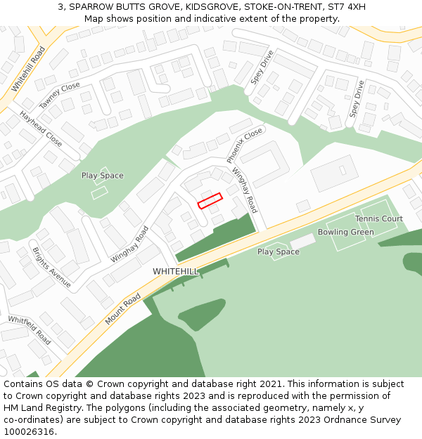 3, SPARROW BUTTS GROVE, KIDSGROVE, STOKE-ON-TRENT, ST7 4XH: Location map and indicative extent of plot