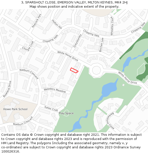 3, SPARSHOLT CLOSE, EMERSON VALLEY, MILTON KEYNES, MK4 2HJ: Location map and indicative extent of plot