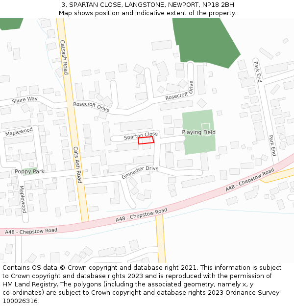 3, SPARTAN CLOSE, LANGSTONE, NEWPORT, NP18 2BH: Location map and indicative extent of plot