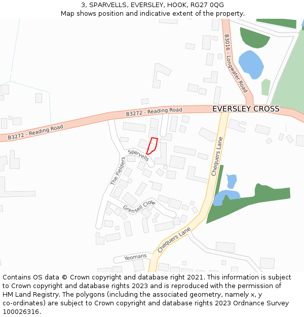 3, SPARVELLS, EVERSLEY, HOOK, RG27 0QG: Location map and indicative extent of plot