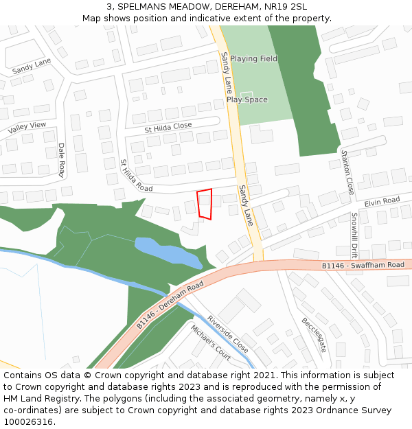 3, SPELMANS MEADOW, DEREHAM, NR19 2SL: Location map and indicative extent of plot