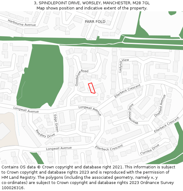 3, SPINDLEPOINT DRIVE, WORSLEY, MANCHESTER, M28 7GL: Location map and indicative extent of plot