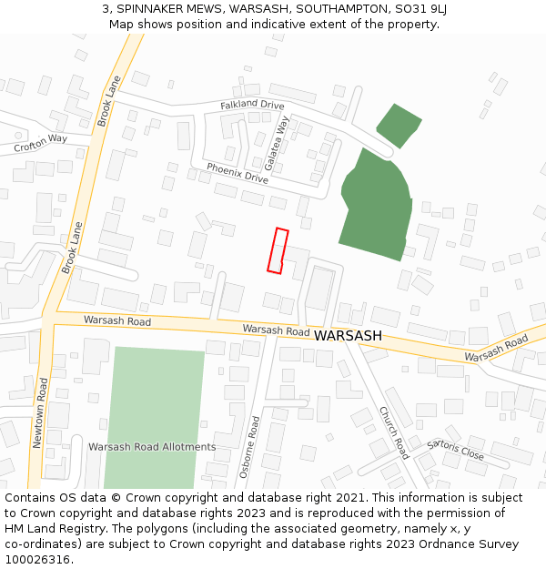 3, SPINNAKER MEWS, WARSASH, SOUTHAMPTON, SO31 9LJ: Location map and indicative extent of plot