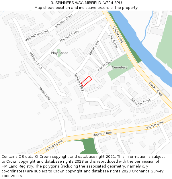 3, SPINNERS WAY, MIRFIELD, WF14 8PU: Location map and indicative extent of plot