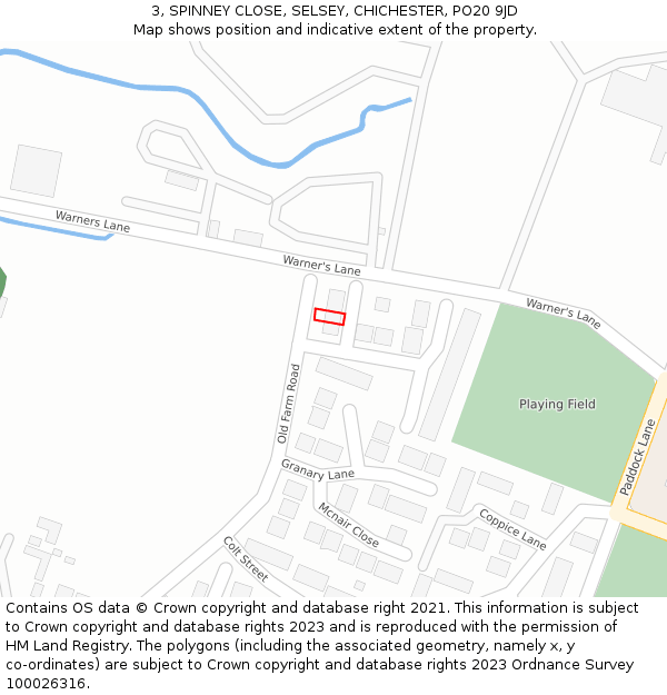 3, SPINNEY CLOSE, SELSEY, CHICHESTER, PO20 9JD: Location map and indicative extent of plot