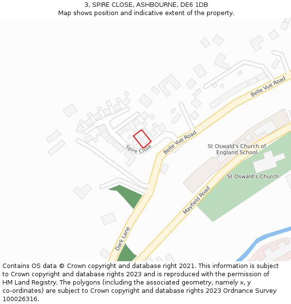 3, SPIRE CLOSE, ASHBOURNE, DE6 1DB: Location map and indicative extent of plot