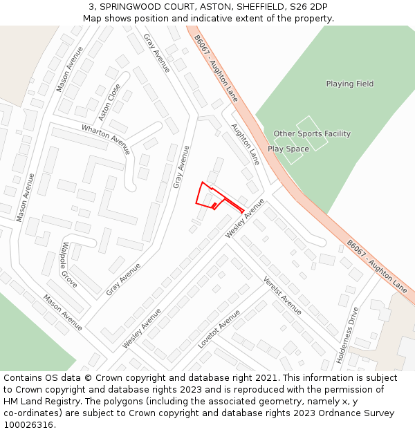 3, SPRINGWOOD COURT, ASTON, SHEFFIELD, S26 2DP: Location map and indicative extent of plot