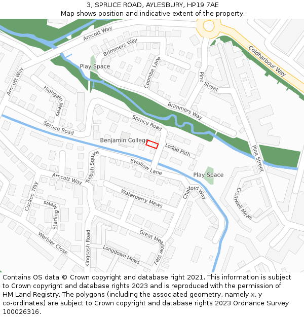 3, SPRUCE ROAD, AYLESBURY, HP19 7AE: Location map and indicative extent of plot