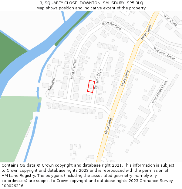 3, SQUAREY CLOSE, DOWNTON, SALISBURY, SP5 3LQ: Location map and indicative extent of plot