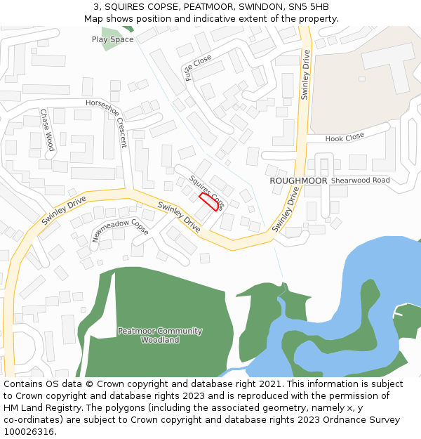 3, SQUIRES COPSE, PEATMOOR, SWINDON, SN5 5HB: Location map and indicative extent of plot