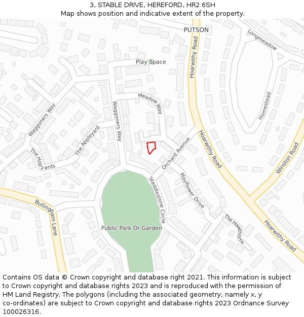 3, STABLE DRIVE, HEREFORD, HR2 6SH: Location map and indicative extent of plot
