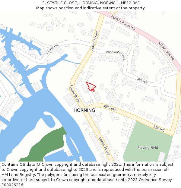 3, STAITHE CLOSE, HORNING, NORWICH, NR12 8AF: Location map and indicative extent of plot