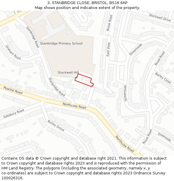 3, STANBRIDGE CLOSE, BRISTOL, BS16 6AP: Location map and indicative extent of plot