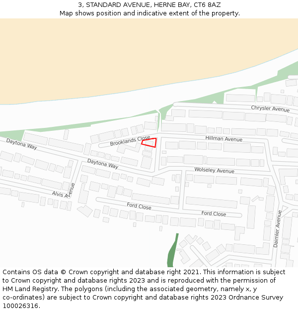 3, STANDARD AVENUE, HERNE BAY, CT6 8AZ: Location map and indicative extent of plot