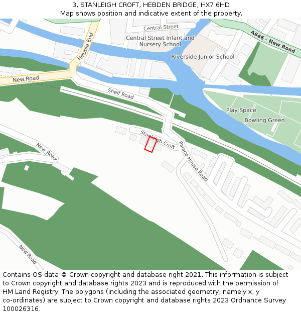 3, STANLEIGH CROFT, HEBDEN BRIDGE, HX7 6HD: Location map and indicative extent of plot