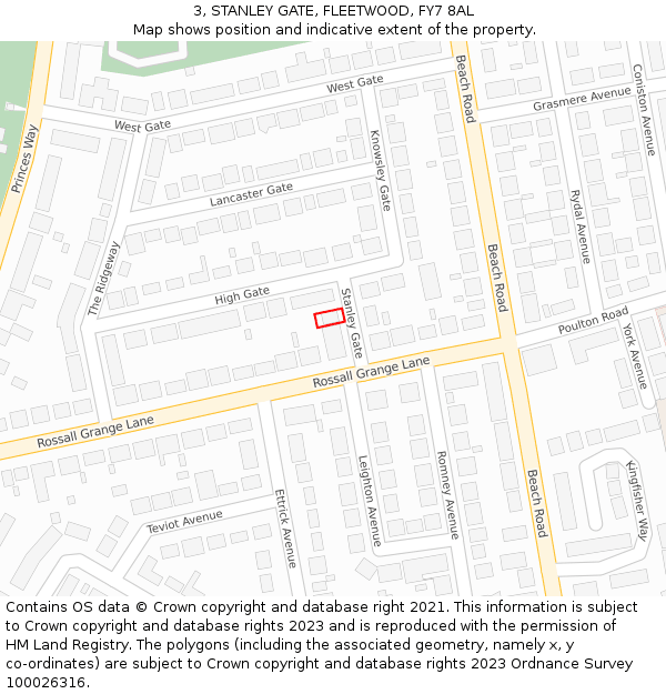 3, STANLEY GATE, FLEETWOOD, FY7 8AL: Location map and indicative extent of plot