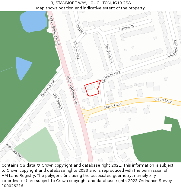 3, STANMORE WAY, LOUGHTON, IG10 2SA: Location map and indicative extent of plot