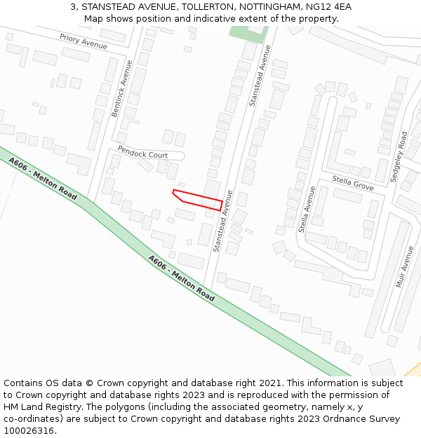 3, STANSTEAD AVENUE, TOLLERTON, NOTTINGHAM, NG12 4EA: Location map and indicative extent of plot