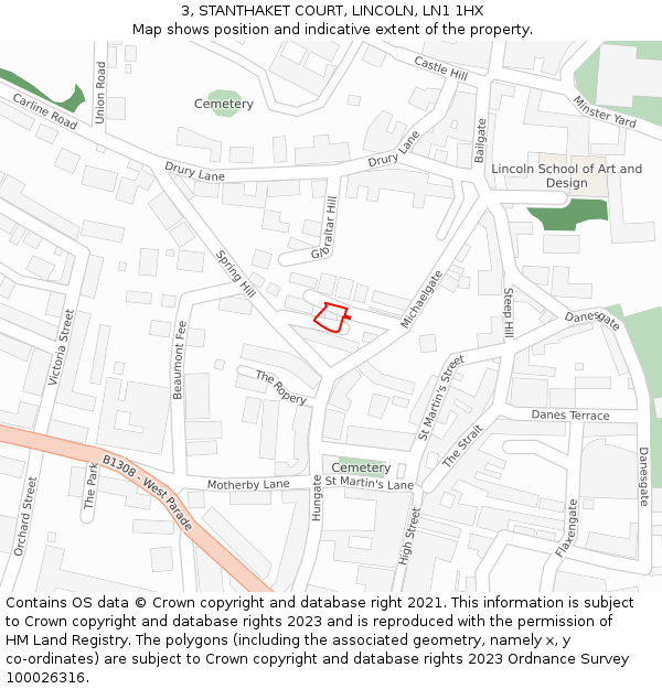 3, STANTHAKET COURT, LINCOLN, LN1 1HX: Location map and indicative extent of plot