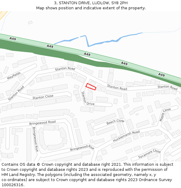 3, STANTON DRIVE, LUDLOW, SY8 2PH: Location map and indicative extent of plot