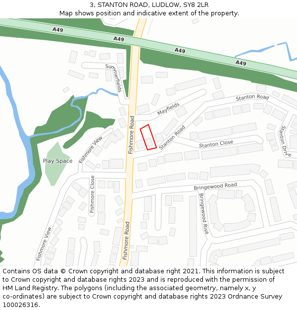 3, STANTON ROAD, LUDLOW, SY8 2LR: Location map and indicative extent of plot