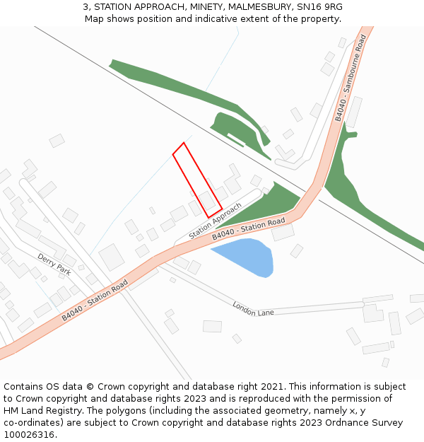 3, STATION APPROACH, MINETY, MALMESBURY, SN16 9RG: Location map and indicative extent of plot
