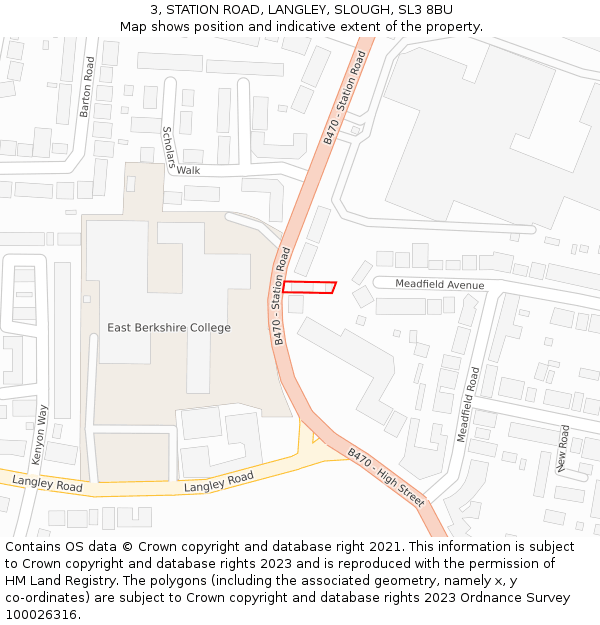 3, STATION ROAD, LANGLEY, SLOUGH, SL3 8BU: Location map and indicative extent of plot