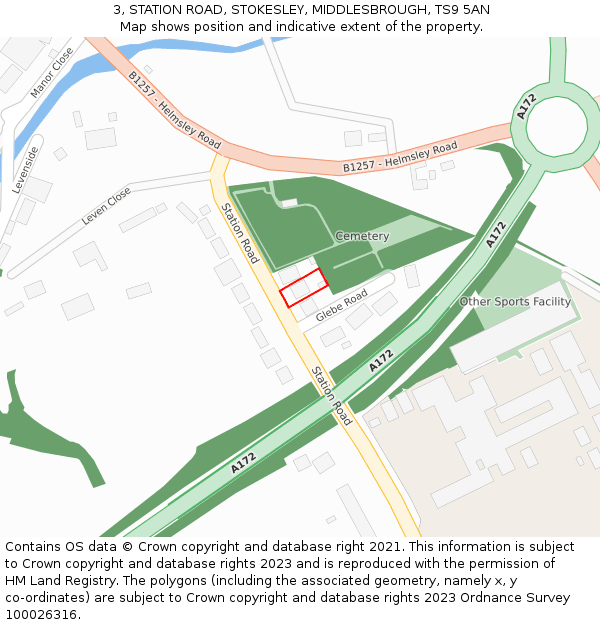 3, STATION ROAD, STOKESLEY, MIDDLESBROUGH, TS9 5AN: Location map and indicative extent of plot
