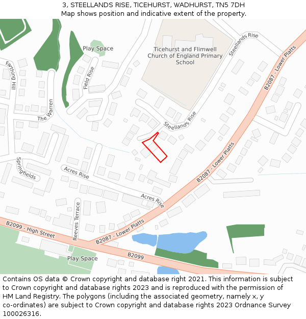 3, STEELLANDS RISE, TICEHURST, WADHURST, TN5 7DH: Location map and indicative extent of plot